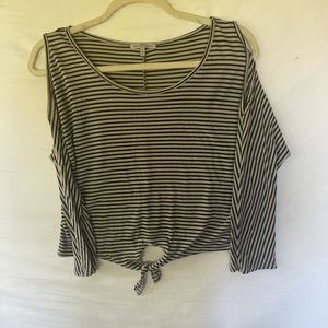 Striped Longsleeve Tie Top